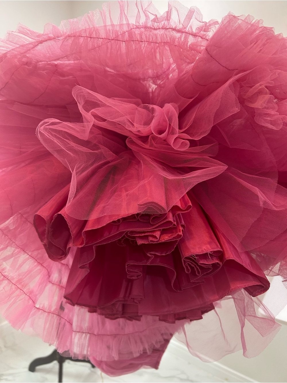 Clifton Wilhite Vintage 1960’s Pink Ruffled Tulle Strapless Midi Dress - Picture 11 of 11
